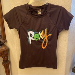 NWT~Vintage ROXY Girls Brown Rash Guard SPF 30- M/L